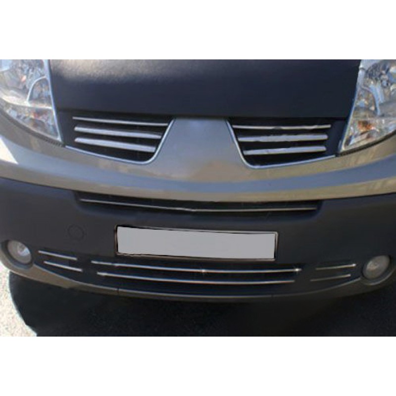 Накладки на решітку бампера (6 шт, нерж) для Renault Trafic 2001-2015 рр