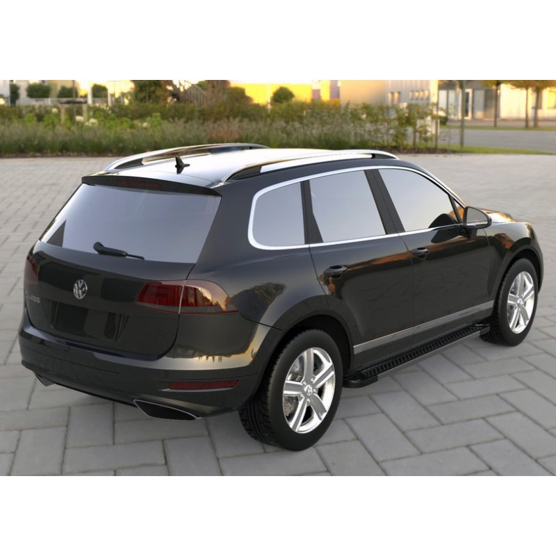 Боковые пороги Allmond Black (2 шт., алюминий) для Volkswagen Touareg 2010-2018 гг