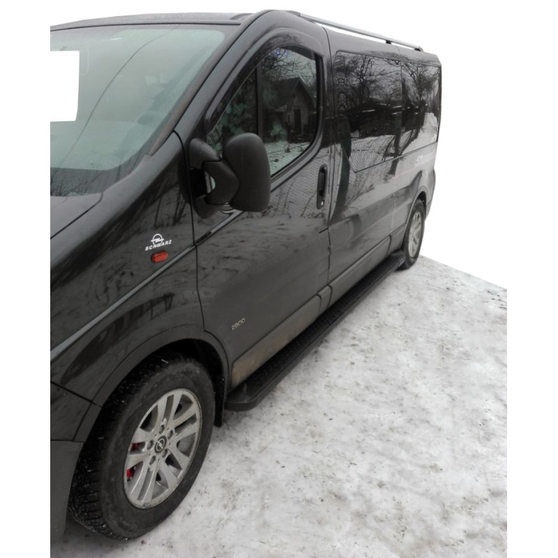 Бокові пороги Allmond Black (2 шт., Алюміній) Коротка база для Nissan Primastar 2002-2014 рр