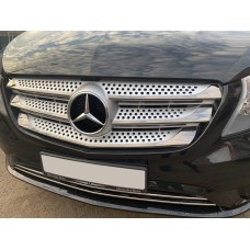 Накладки на решітку 2014-2020 (5 шт, BlackChrome) для Mercedes Vito / V-class W447 2014- рр