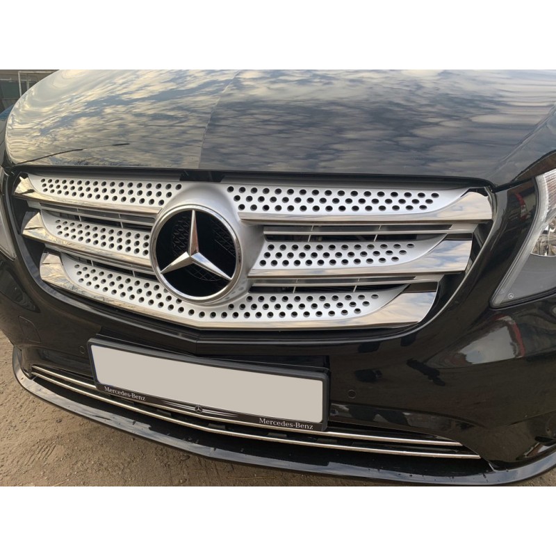 Накладки на решітку 2014-2020 (5 шт, BlackChrome) для Mercedes Vito / V-class W447 2014- рр