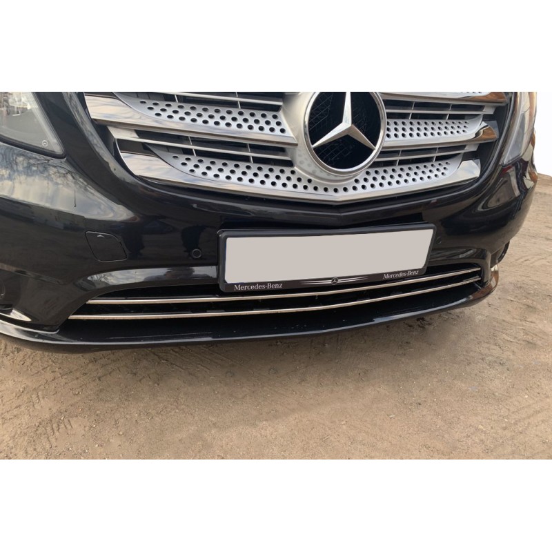 Накладки на решітку бампера (2 шт, нерж) Vito вантажний (чорний хром) для Mercedes Vito / V-class W447 2014- рр