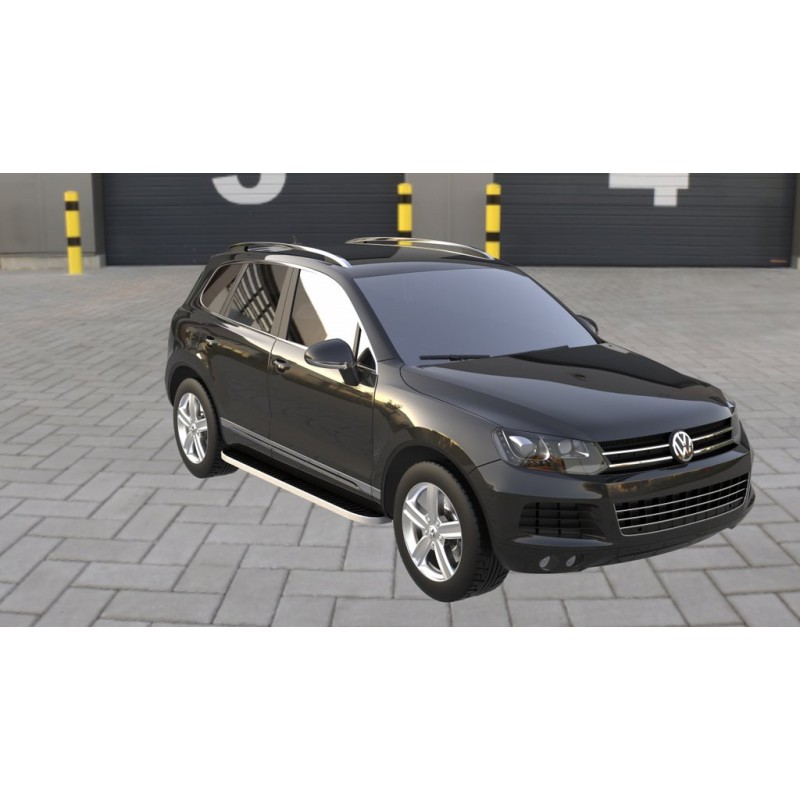 Боковые пороги Tayga Grey (2 шт., алюминий) для Volkswagen Touareg 2010-2018 гг
