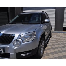 Боковые пороги Allmond Grey (2 шт, алюм) для Skoda Yeti 2009-2017 гг