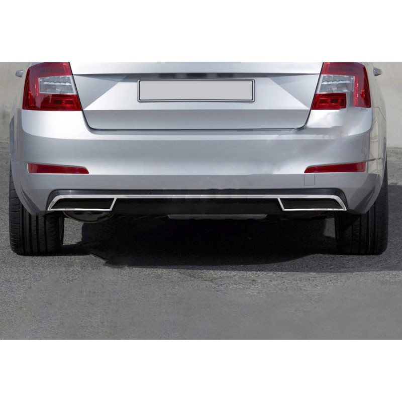 Задний диффузор обводки (нержива) OmsaLine - Итальянская нержавейка для Skoda Octavia III A7 2013-2019 гг