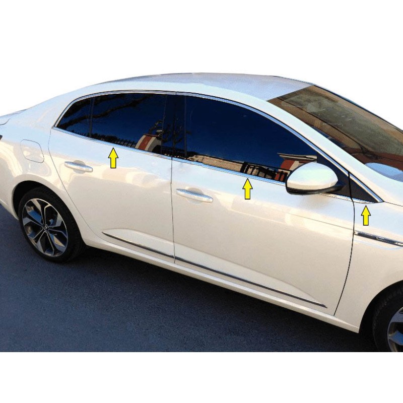 Нижня окантовка вікон (Sedan, 6 шт, нерж) OmsaLine - Італійська нержавійка для Renault Megane IV 2016-2025 рр