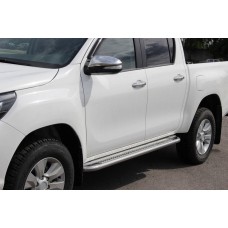 Бокові пороги KB001 (нерж) 60 мм для Toyota Hilux 2015- рр
