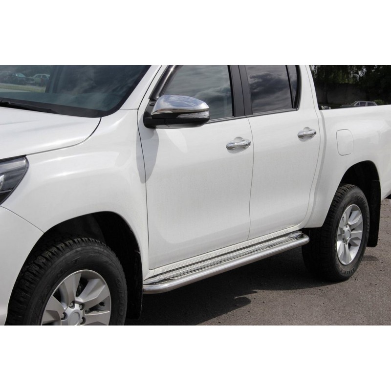 Бокові пороги KB001 (нерж) 60 мм для Toyota Hilux 2015- рр