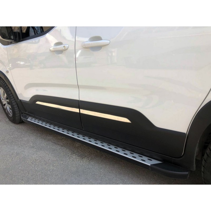 Накладки на молдинг дверей (нерж.) Carmos - Турецька сталь для Peugeot Partner/Rifter 2019- рр