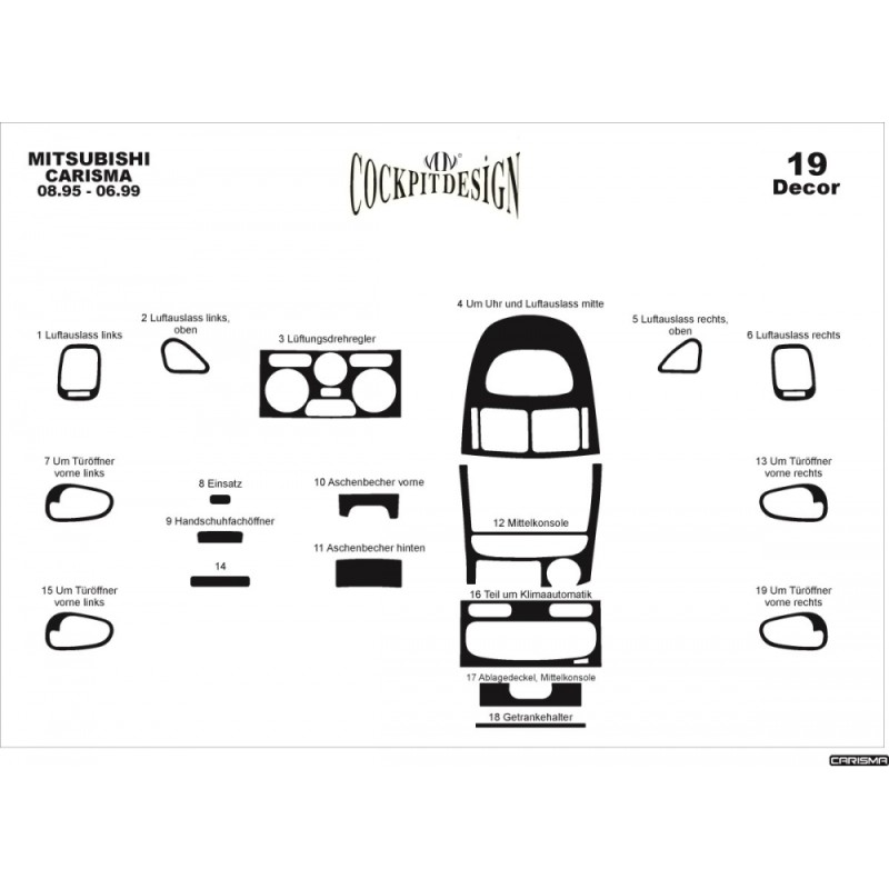 Накладки на панель (1995-1999) Титан для Mitsubishi Carisma