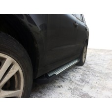 Бокові пороги Allmond Grey (2 шт., алюм.) для Hyundai Santa Fe 2 2006-2012 рр