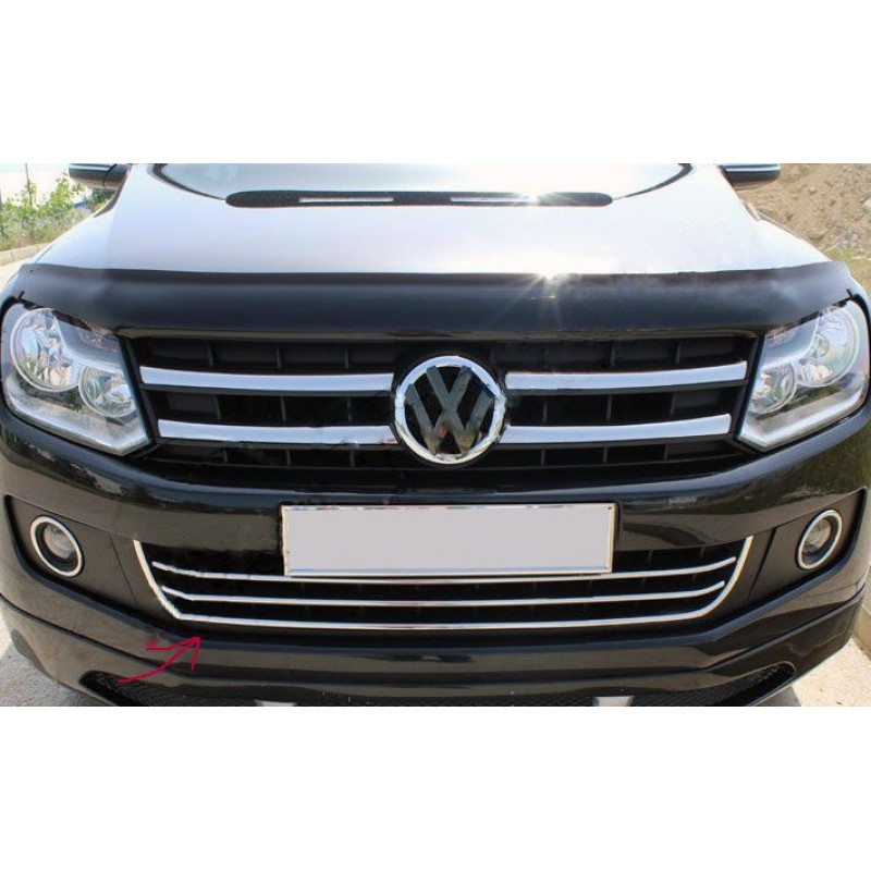 Накладки на передний бампер с улыбкой (3 шт, нерж) для Volkswagen Amarok 2010-2022 гг