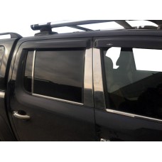 Молдинги дверных стоек (6 шт, нерж) для Volkswagen Amarok 2010-2022 гг