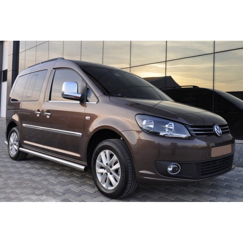 Бічні труби BB001 (2 шт., нерж) d60, Стандартна база для Volkswagen Caddy 2010-2015 рр