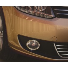 Накладки на противотуманки (2 шт., нерж) Carmos - Турецька сталь для Volkswagen Touran 2010-2015 рр