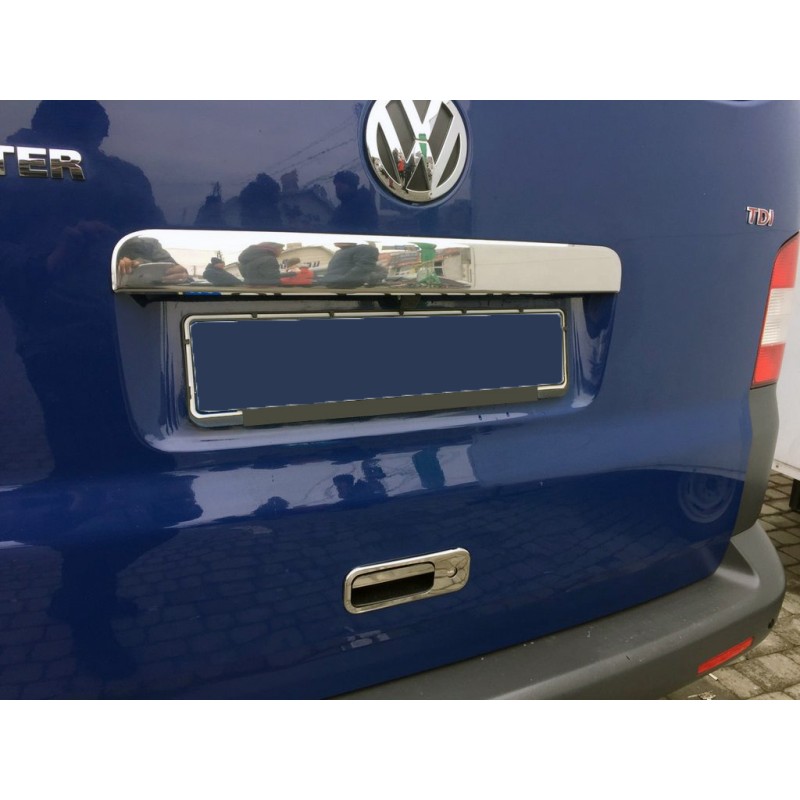 Планка над номером на двері Ляда (нерж) Без напису, Чорний хром для Volkswagen T5 Caravelle 2004-2010 рр