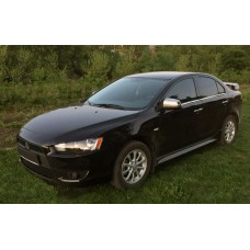 Накладки на дзеркала (2 шт) OmsaLine - Італійська нержавійка для Mitsubishi Lancer X 2008- рр