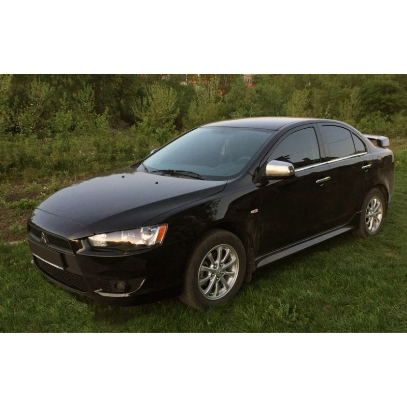 Накладки на дзеркала (2 шт) OmsaLine - Італійська нержавійка для Mitsubishi Lancer X 2008- рр