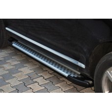 Боковые пороги Allmond Grey (2 шт, алюм) для Volkswagen Touareg 2002-2010 гг
