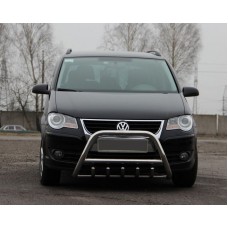 Кенгурятник (нерж) 51 мм, без напису для Volkswagen Touran 2010-2015 рр