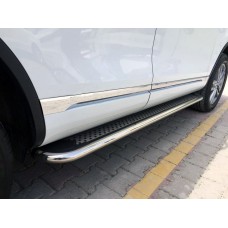 Бокові пороги Maydos V2 (2 шт., алюміній -2025 нерж) для Volkswagen Touareg 2010-2018 рр
