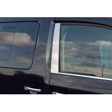 Молдинги на дверні стійки (2 шт., нерж) Carmos - Турецька сталь для Volkswagen Caddy 2004-2010 рр