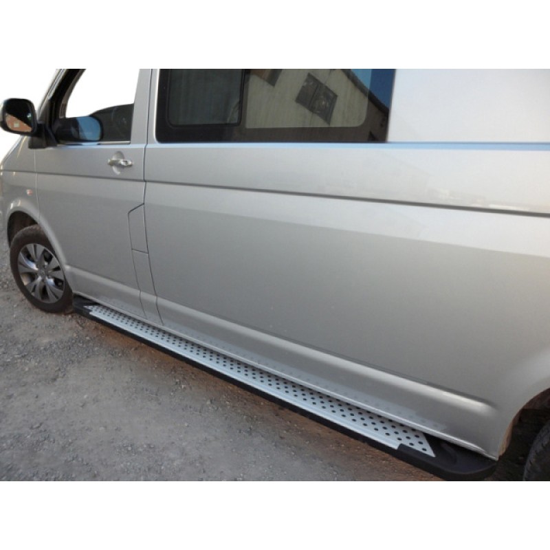 Бокові пороги X5-тип (2 шт., алюм) Довга база для Volkswagen T5 Caravelle 2004-2010 рр